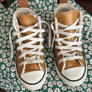 Converse Tan High-Top Sneakers with White Accents